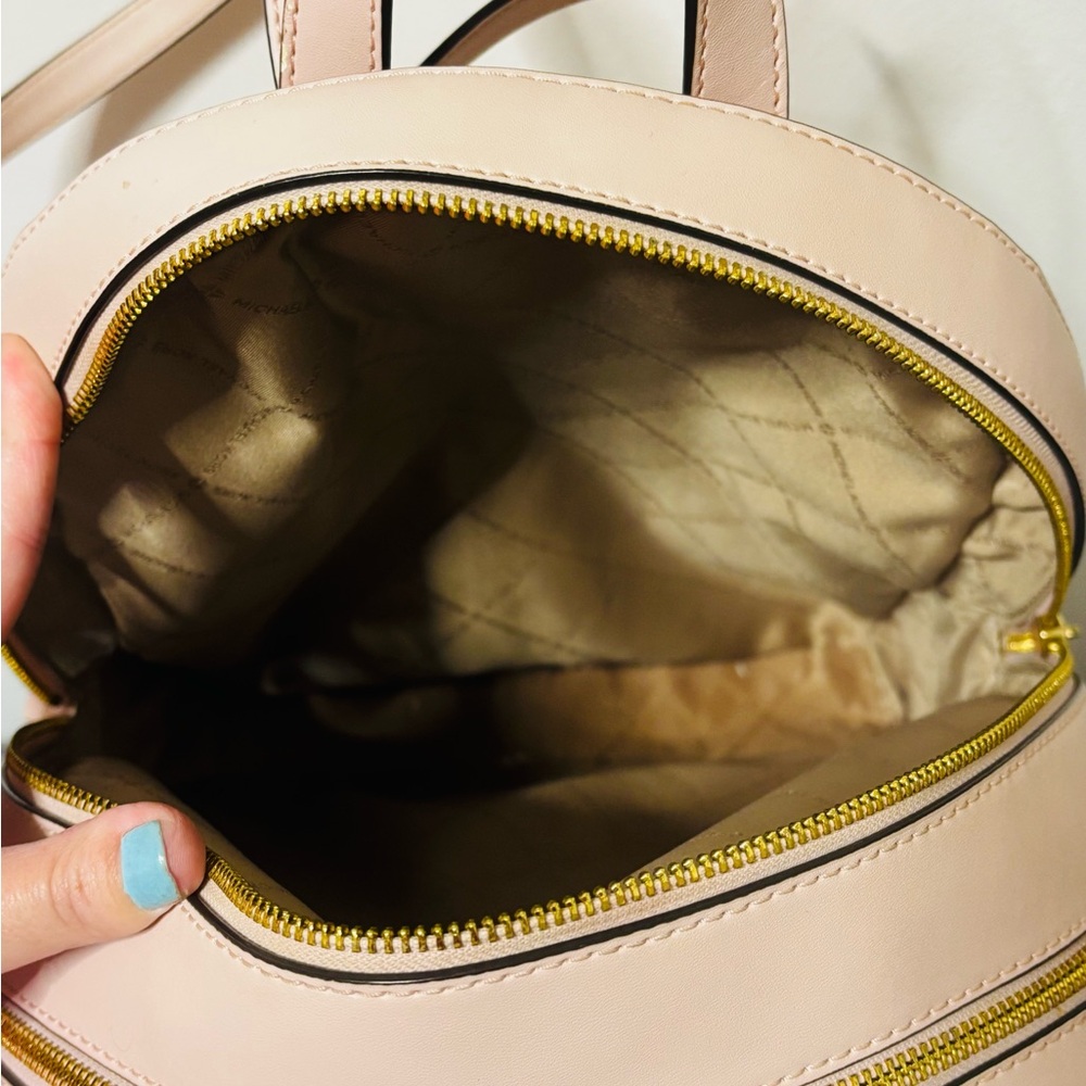 Michael Kors Womens Jaycee Logo Backpack (Dark Powder Blush) MK Signature - Picture 13 of 15